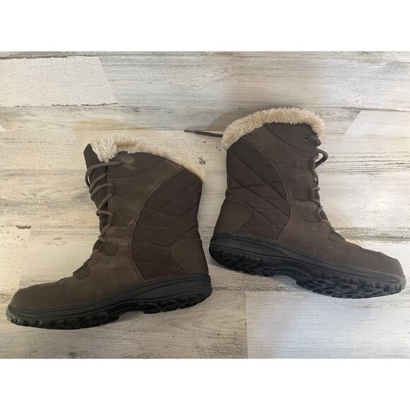 Columbia Ice Maiden II Boot Snow Waterproof Fur Lined Mid Winter Womens 9 Brown - Picture 7 of 12